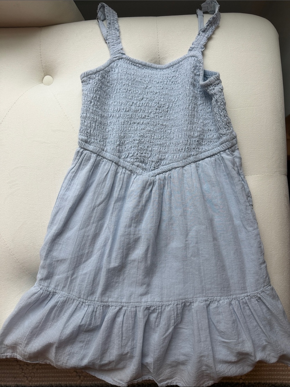 abercrombie kids Pale Blue Smocked Sundress with Ruffle Hem